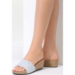 Niebieskie Klapki Lizard. Niebieskie koturny damskie marki vices, bez obcasa, na obcasie, z paskami. Za 59,99 zł.