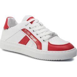 Sneakersy PLEIN SPORT - Lo Top Sneakers Cross F19S MSC2246 STE003N White/Red 0113. Białe półbuty damskie Plein Sport, s, z aplikacjami, ze skóry ekologicznej, bez kołnierzyka. Za 1039,00 zł.