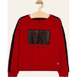 Blukids - Bluza dziecięca 140-170 cm. Czerwone bluzy dziewczęce Blukids, z nadrukiem, z elastanu, bez rękawów, z kapturem. Za 79,90 zł.