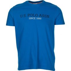 Koszulka w kolorze niebieskim. Niebieskie koszulki męskie U.S. Polo Assn., s, z nadrukiem, z bawełny, z okrągłym kołnierzem, bez rękawów. W wyprzedaży za 85,95 zł.