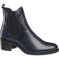 Granatowe botki damskie 5th Avenue z zwierzęcym motywem 5th Avenue granat. Niebieskie botki damskie 5th Avenue, ze skóry, bez obcasa, na obcasie, bez zapięcia. Za 239,90 zł.