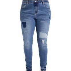 City Chic JEAN PATCH WORK Jeansy Slim Fit mid denim. Niebieskie jeansy damskie City Chic, z bawełny. W wyprzedaży za 186,45 zł.