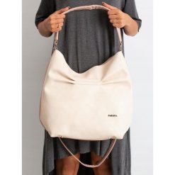 Torebka damska worek shopper bag 003 beżowa - Beż. Brązowe torby damskie na zakupy w paski, z jeansu, eleganckie, duże, bez dodatków. Za 69,99 zł.