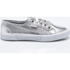 Pepe Jeans - Tenisówki Aberlady Met. Szare trampki i tenisówki damskie marki Pepe Jeans, z jeansu, na sznurówki. W wyprzedaży za 159,90 zł.
