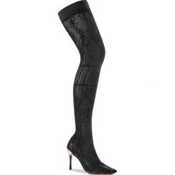 Muszkieterki BALDININI - 951902P91ELOTU0000 Pizzo Lotus Nero. Czarne kozaki damskie Baldinini, ze skóry, przed kolano, na wysokim obcasie, na obcasie, bez zapięcia. W wyprzedaży za 1329,00 zł.