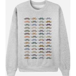 Bluza "Moustache Mania" w kolorze jasnoszarym. Szare bluzy męskie Wooop, m, bez wzorów, z okrągłym kołnierzem, bez rękawów, bez kaptura. W wyprzedaży za 87,95 zł.