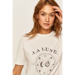 Answear Lab - T-shirt. Białe bluzki damskie Answear Lab, s, z nadrukiem, z bawełny, casualowe, z okrągłym kołnierzem, z krótkim rękawem. Za 49,90 zł.