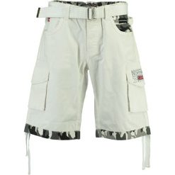 Bermudy "Parking" w kolorze białym. Białe spodenki i szorty męskie Geographical Norway Men, s, w paski, z tkaniny. W wyprzedaży za 128,95 zł.