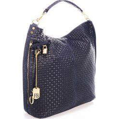 Torebki klasyczne damskie: Skórzana torebka w kolorze granatowym – 47 x 38 x 16 cm