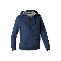Bluza z kapturem na zamek Gym & Pilates 520 damska. Niebieskie bluzy damskie DOMYOS, xl, bez wzorów, z elastanu, bez rękawów, z kapturem. Za 59,99 zł.