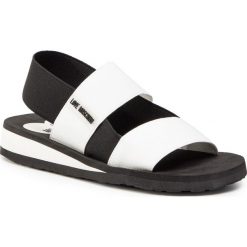 Sandały LOVE MOSCHINO - JA16293G07JS110A Bia/Nero. Białe klapki damskie Love Moschino, bez wzorów, z tworzywa sztucznego, bez obcasa. W wyprzedaży za 289,00 zł.