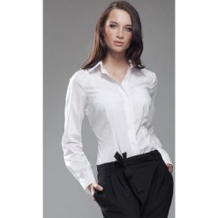 Koszule body: Biała Elegancka Koszula z Okrągłym Kołnierzykiem