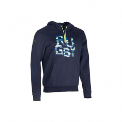 Bluza z kapturem rugby Hoodie męska. Niebieskie bluzy męskie rozpinane marki KIPSTA, l, z bawełny, z kapturem. Za 109,99 zł.