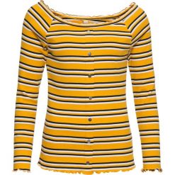 Shirt z długim rękawem, w paski bonprix żółty szafranowy w paski. Żółte t-shirty damskie bonprix, w paski, bez kołnierzyka. Za 44,99 zł.