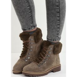 Khaki Traperki Elapsed Time. Brązowe buty zimowe damskie Born2be, z okrągłym noskiem, na płaskiej podeszwie. Za 89,99 zł.