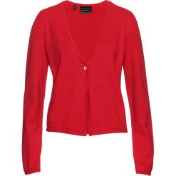 Sweter rozpinany bonprix czerwony. Czerwone swetry damskie bonprix, bez wzorów, bez rękawów, bez kaptura. Za 69,99 zł.
