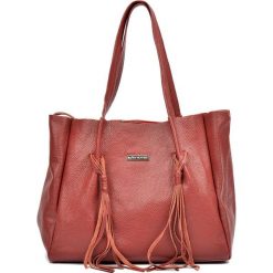 Shopper bag damskie: Skórzana torebka w kolorze czerwonym – (S)28 x (W)49 x (G)17 cm