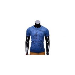T-shirty męskie: T-SHIRT MĘSKI Z NADRUKIEM S672 – GRANATOWY