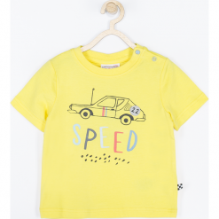 Koszulka. Żółte t-shirty chłopięce z krótkim rękawem marki GRAND PRIX, z aplikacjami. Za 35,90 zł.