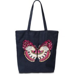 Shopper bag damskie: Torba shopper „Motyl” bonprix ciemnoniebiesko-kolorowy
