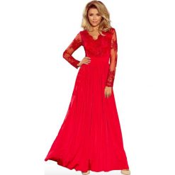 Czerwona Wieczorowa Sukienka Maxi z Koronkową Górą. Czerwone długie sukienki marki Molly.pl, na imprezę, l, z koronki, eleganckie. Za 368,90 zł.