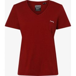Superdry - T-shirt damski, czerwony. Czerwone t-shirty damskie Superdry, xs, z haftami, z dekoltem w serek. Za 89,95 zł.