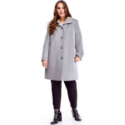 Klasyczny wełniany płaszcz szary. Szare kurtki damskie Tagless, plus size, bez wzorów, z poliesteru, klasyczne, plus size. Za 733,06 zł.