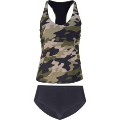 Tankini (2 części) bonprix khaki-czarny. Zielone stroje kąpielowe damskie bonprix, bez wzorów. Za 109,99 zł.