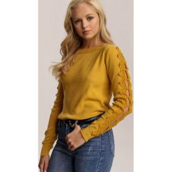 Żółty Sweter Vilinlea. Żółte swetry damskie Renee, s, bez wzorów, casualowe, bez rękawów, bez kaptura. Za 89,99 zł.