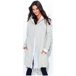 Numinou bluza damska NU_nu95 uniwersalny, jasnoszary. Szare bluzy damskie Numinou, uniwersalny, bez wzorów, z długim rękawem, długie, z kapturem. Za 249,00 zł.