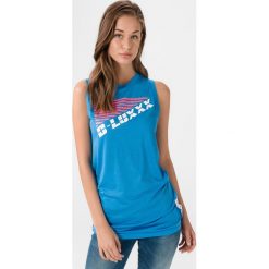 Diesel T-Erina Top Niebieski. Niebieskie podkoszulki damskie Diesel, xs, z nadrukiem, z bawełny, bez kołnierzyka, bez rękawów. Za 309,95 zł.