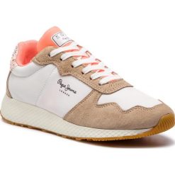 Sneakersy PEPE JEANS - Koko Sweet PLS30843 Off White 803. Brązowe półbuty damskie Pepe Jeans, z jeansu. W wyprzedaży za 259,00 zł.