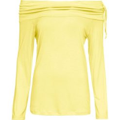 Shirt z dekoltem carmen bonprix kremowa limonka. Żółte koszulki damskie bonprix, bez wzorów, bez kołnierzyka. Za 69,99 zł.