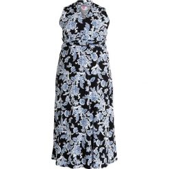 Vince Camuto Plus WOODBLOCK FLORAL HALTER DRESS Długa sukienka rich black. Czarne długie sukienki Vince Camuto Plus, z dżerseju, z dekoltem halter, z długim rękawem. Za 479,00 zł.