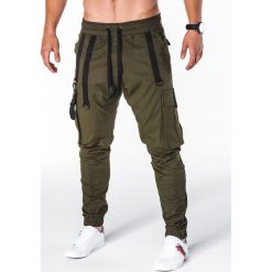Joggery męskie: SPODNIE MĘSKIE JOGGERY P716 – KHAKI