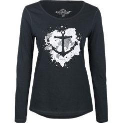 Koszulka w kolorze ciemnozielonym. Zielone bluzki damskie marki Dreimaster, xs, z nadrukiem, z bawełny, z okrągłym kołnierzem, z długim rękawem. W wyprzedaży za 85,95 zł.