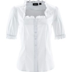 Bluzka ludowa, krótki rękaw bonprix biały. Białe bralety damskie marki bonprix, z krótkim rękawem. Za 79,99 zł.