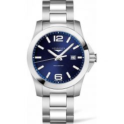 LONGINES Conquest L3.760.4.96.6. Szare, analogowe zegarki męskie LONGINES, ze stali. Za 3070,00 zł.