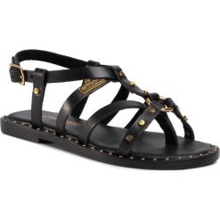 Sandały LES TROPEZIENNES - Pica 23070 Black. Czarne klapki damskie Les Tropeziennes, bez wzorów, ze skóry, bez obcasa. W wyprzedaży za 209,00 zł.