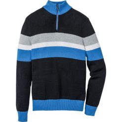 Swetry klasyczne męskie: Sweter ze stójką Regular Fit bonprix czarno-jasnoszary melanż - lodowy niebieski