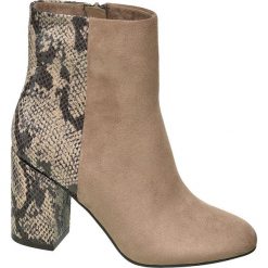 Botki damskie Catwalk brązowe. Pomarańczowe botki damskie Catwalk, z materiału, bez obcasa, na obcasie, na zamek. Za 139,90 zł.