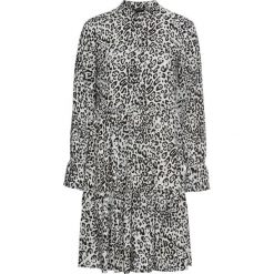 Sukienka koszulowa z nadrukiem bonprix szaro-czarny leo z nadrukiem. Szare sukienki damskie bonprix, z nadrukiem, eleganckie, z koszulowym kołnierzykiem, bez rękawów, koszulowe. Za 129,99 zł.
