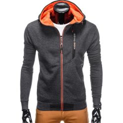 Bluzy męskie: BLUZA MĘSKA ROZPINANA Z KAPTUREM B782 - GRAFITOWA