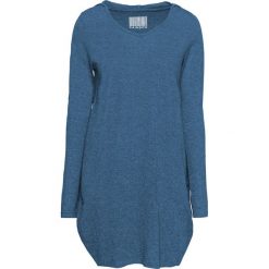 Sukienka shirtowa z kapturem bonprix niebieski dżins. Niebieskie sukienki damskie bonprix, bez wzorów, z kapturem, bez rękawów. Za 89,99 zł.