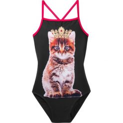 Kostium kąpielowy dziewczęcy bonprix czarny z nadrukiem. Czarne stroje kąpielowe dziewczęce bonprix, z nadrukiem. Za 49,99 zł.