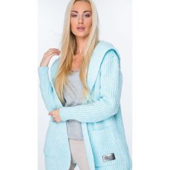 Sweter z warkoczowym wiązaniem turkusowy MISC004. Niebieskie kardigany damskie Fasardi. Za 129,00 zł.