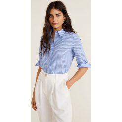 Mango - Koszula Almond. Niebieskie koszule body damskie marki Mango, xl, w paski, z elastanu, klasyczne, z klasycznym kołnierzykiem. Za 139,90 zł.
