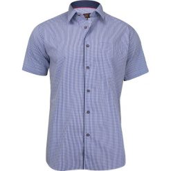 Koszula Męska z Krótkim Rękawem, Krój Prosty, Niebieska Kratka KSKWJRL0050. Niebieskie koszule męskie Jurel, m, w kratkę, z bawełny, eleganckie, bez kołnierzyka, z krótkim rękawem. Za 99,00 zł.