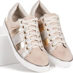 Wiązane trampki fashion KYLIE odcienie brązu i beżu. Szare trampki i tenisówki damskie marki KYLIE, bez wzorów, bez zapięcia. Za 99,00 zł.