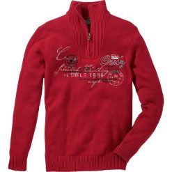 Golfy męskie: Sweter ze stójką Regular Fit bonprix ciemnoczerwony